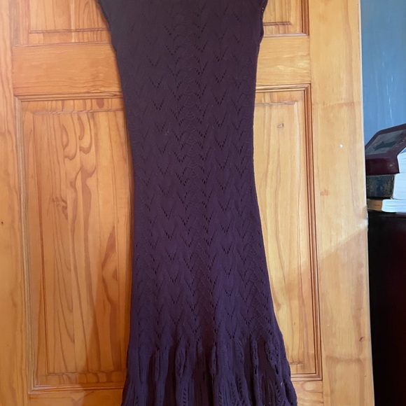 Moda International Plum crochet mini dress. Cap sleeves, lined. Worn once - Picture 6 of 6